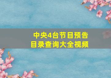 中央4台节目预告目录查询大全视频