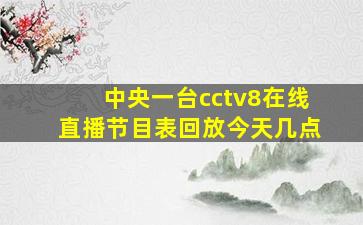 中央一台cctv8在线直播节目表回放今天几点