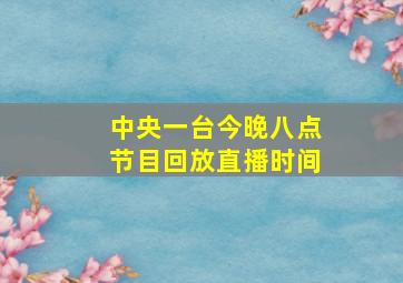 中央一台今晚八点节目回放直播时间