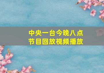 中央一台今晚八点节目回放视频播放