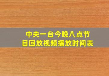 中央一台今晚八点节目回放视频播放时间表