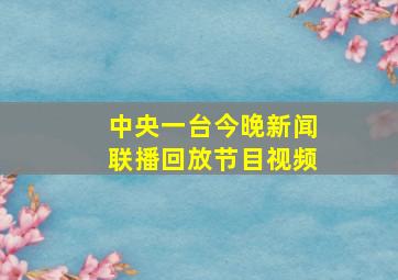 中央一台今晚新闻联播回放节目视频