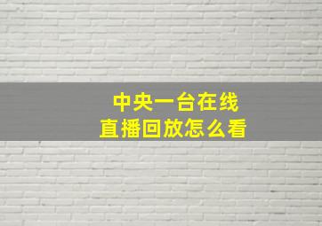 中央一台在线直播回放怎么看