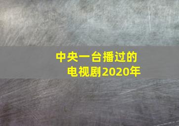 中央一台播过的电视剧2020年