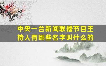 中央一台新闻联播节目主持人有哪些名字叫什么的