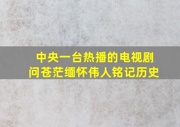 中央一台热播的电视剧问苍茫缅怀伟人铭记历史