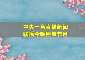 中央一台直播新闻联播今晚回放节目