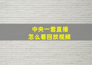 中央一套直播怎么看回放视频