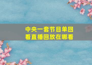 中央一套节目单回看直播回放在哪看