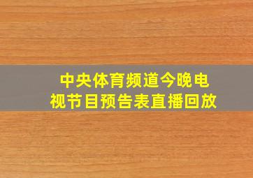 中央体育频道今晚电视节目预告表直播回放