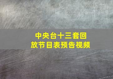 中央台十三套回放节目表预告视频