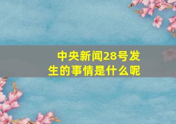 中央新闻28号发生的事情是什么呢