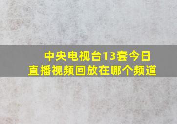 中央电视台13套今日直播视频回放在哪个频道