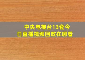 中央电视台13套今日直播视频回放在哪看