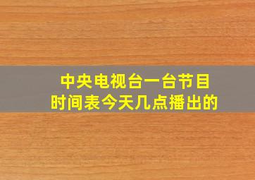 中央电视台一台节目时间表今天几点播出的