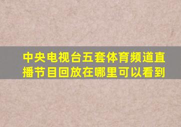 中央电视台五套体育频道直播节目回放在哪里可以看到