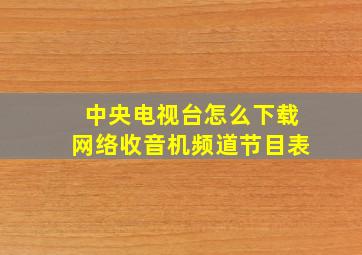 中央电视台怎么下载网络收音机频道节目表