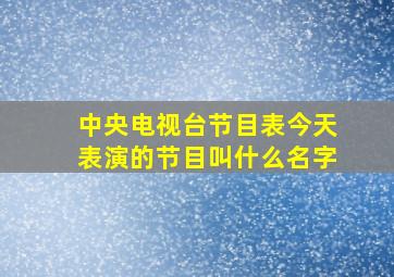 中央电视台节目表今天表演的节目叫什么名字