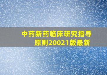 中药新药临床研究指导原则20021版最新