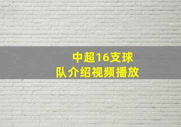 中超16支球队介绍视频播放