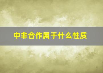 中非合作属于什么性质