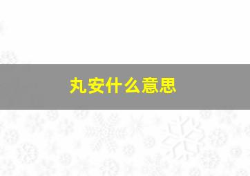 丸安什么意思