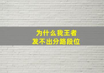 为什么我王者发不出分路段位