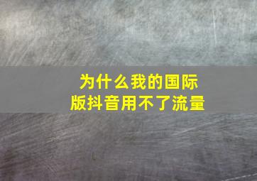 为什么我的国际版抖音用不了流量