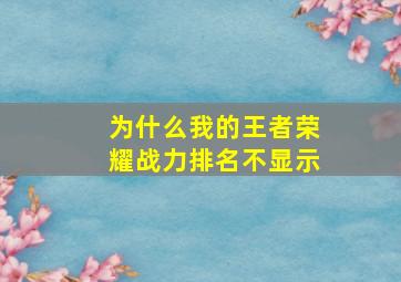 为什么我的王者荣耀战力排名不显示