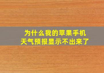 为什么我的苹果手机天气预报显示不出来了