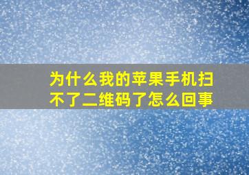 为什么我的苹果手机扫不了二维码了怎么回事