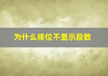 为什么排位不显示段数