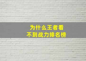 为什么王者看不到战力排名榜