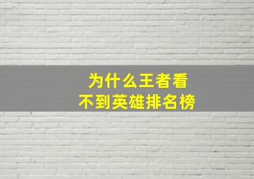 为什么王者看不到英雄排名榜