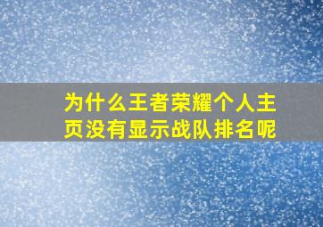 为什么王者荣耀个人主页没有显示战队排名呢