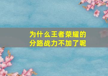 为什么王者荣耀的分路战力不加了呢