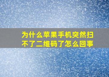 为什么苹果手机突然扫不了二维码了怎么回事