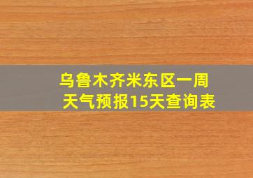 乌鲁木齐米东区一周天气预报15天查询表