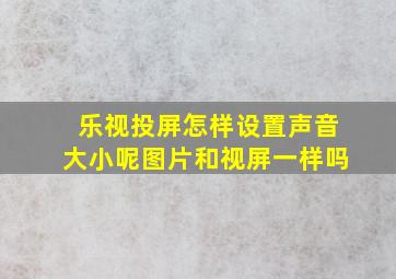 乐视投屏怎样设置声音大小呢图片和视屏一样吗