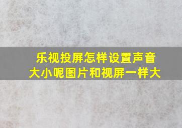 乐视投屏怎样设置声音大小呢图片和视屏一样大