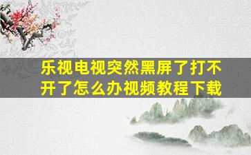 乐视电视突然黑屏了打不开了怎么办视频教程下载