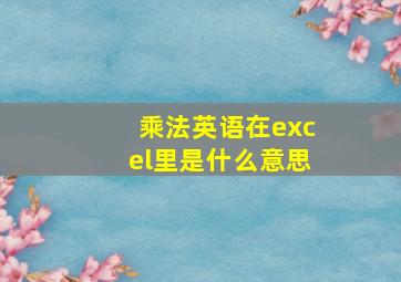 乘法英语在excel里是什么意思