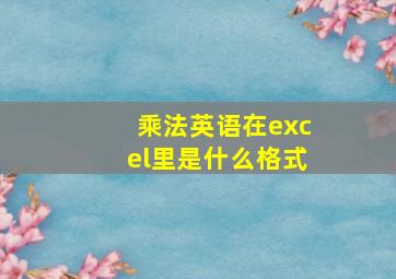 乘法英语在excel里是什么格式