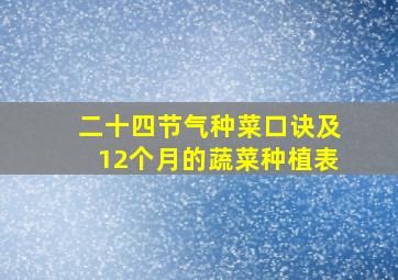 二十四节气种菜口诀及12个月的蔬菜种植表