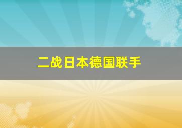 二战日本德国联手