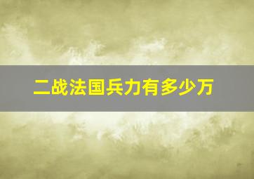 二战法国兵力有多少万