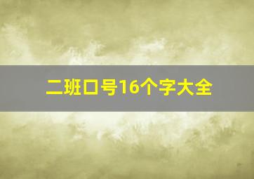 二班口号16个字大全