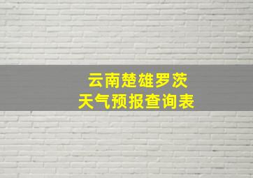 云南楚雄罗茨天气预报查询表