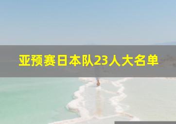 亚预赛日本队23人大名单