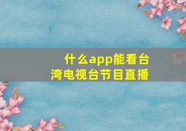 什么app能看台湾电视台节目直播